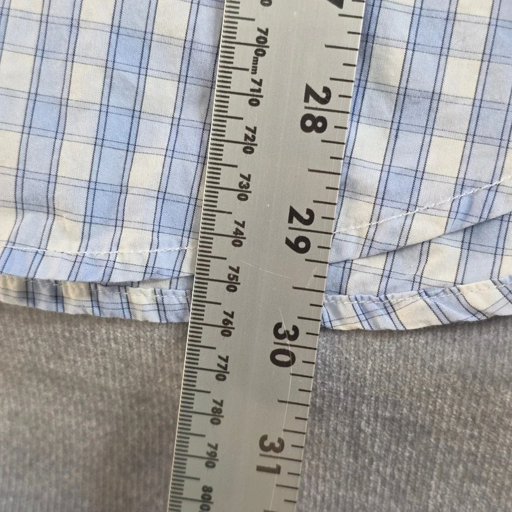 Banana Republic Men's L Blue Plaid Shirt Quiet Luxury Coastal‎ Soft Wash Button